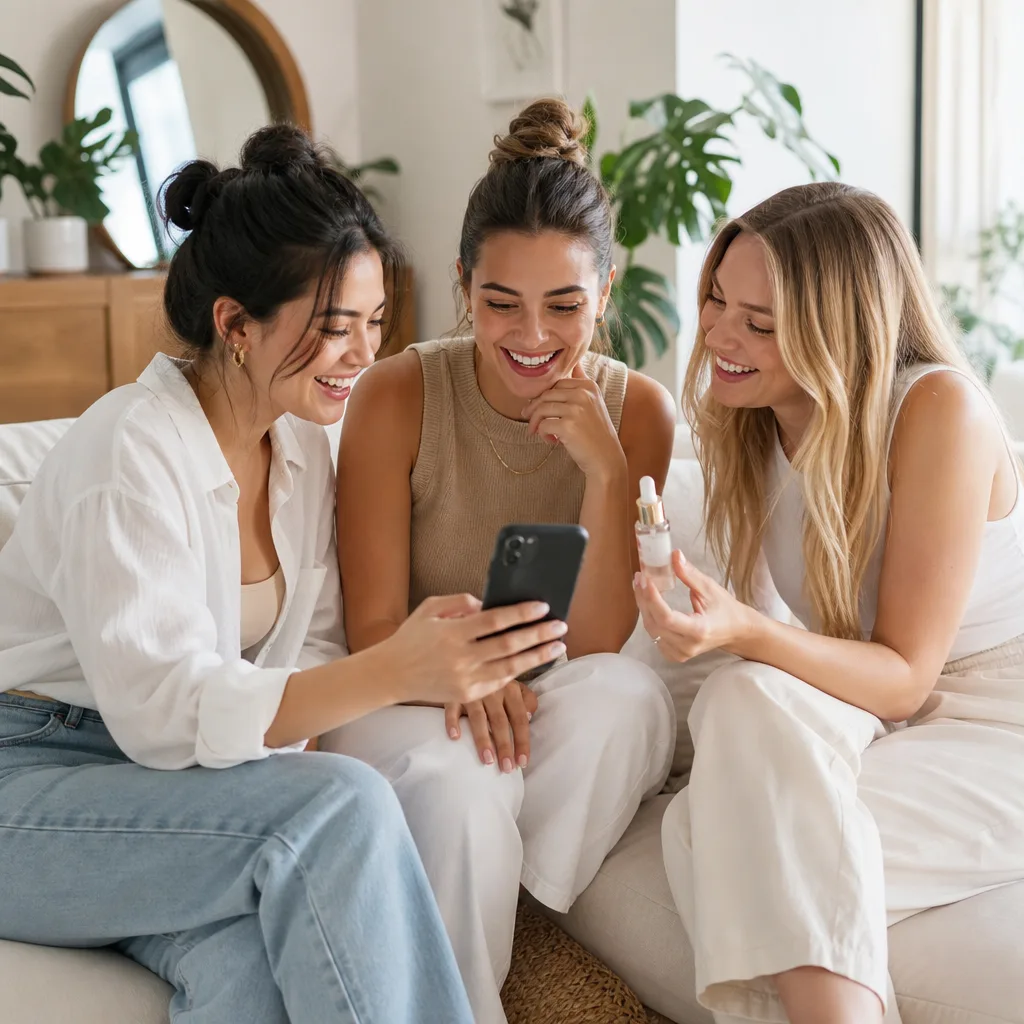 Creators sharing products together on a sofa